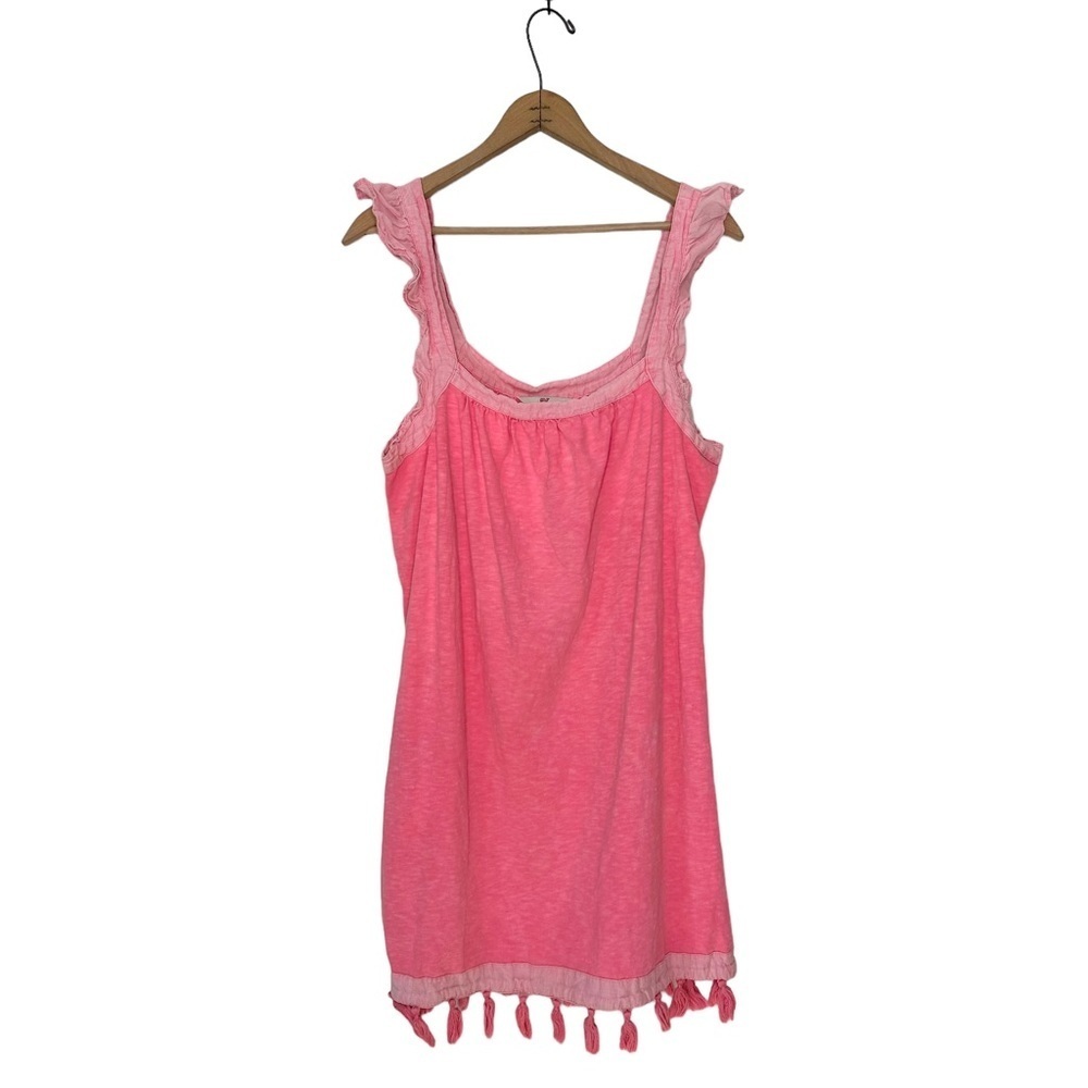 Vineyard Vines | Ruffle Linen Swim Coverup in Neon Rosa